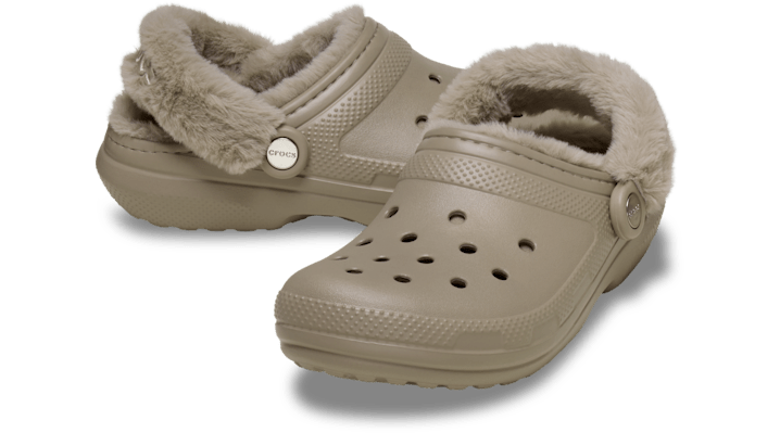 Crocs | Unisex | Classic Fuzz Lined | Clogs | Taupe | - 211043-214