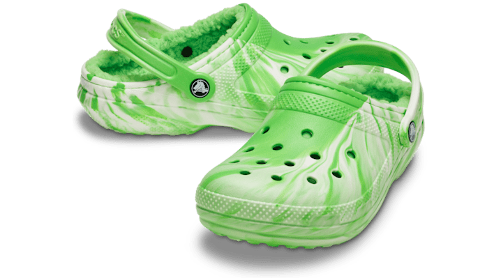 Crocs | Unisex | Classic Lined Glow-in-the-Dark Marbled | Clogs | Green Slime | - 211051-3WA