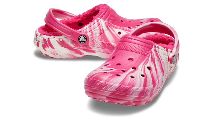 Crocs unisex Classic Lined Glow-in-the-Dark Marbled Clogs Dragon Fruit - 211051-6ZQ