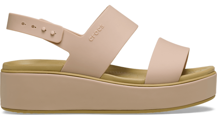 Crocs Brooklyn Matte Wrap Low Wedge In Nude