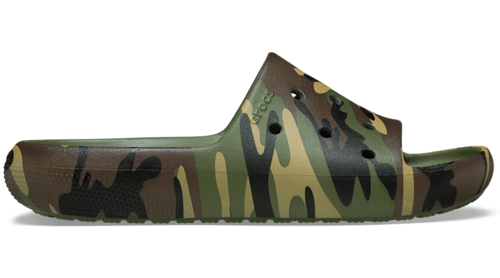 Crocs Classic Camouflage Slide 2.0 In Green