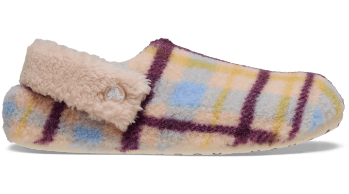 Crocs Classic Cozzzy Plaid Slipper In Pink
