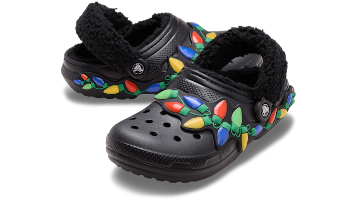 Crocs | Unisex | Classic Lined Holiday Lights | Clogs | Black / Multi | - 212054-0C4