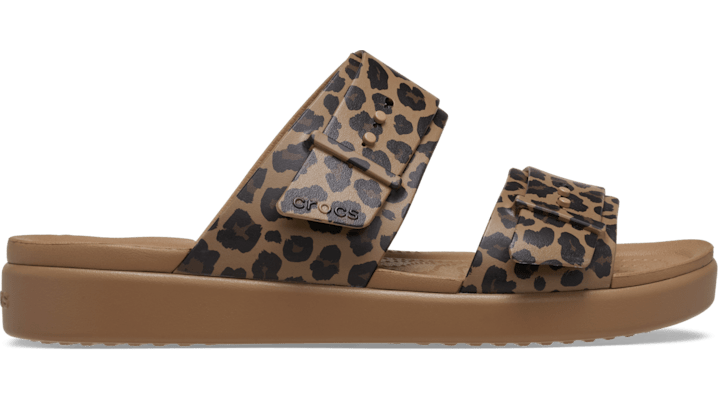 Crocs Brooklyn Buckle Low Low Animal Sandales Femmes SepiaLeopard