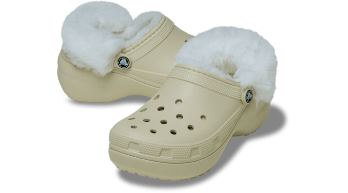 Crocs | Women | Classic Platform Fuzz Lined | Clogs | Bone | - 212854-2Y2