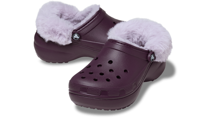 Crocs | Women | Classic Platform Fuzz Lined | Clogs | Plush Plum | - 212854-5CQ