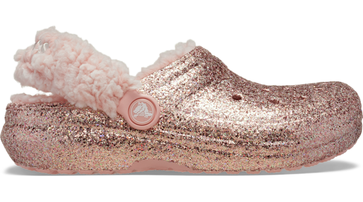 Crocs Classic Fleece Lined Chunky Glitter Sabots Enfants Powder - vue 1