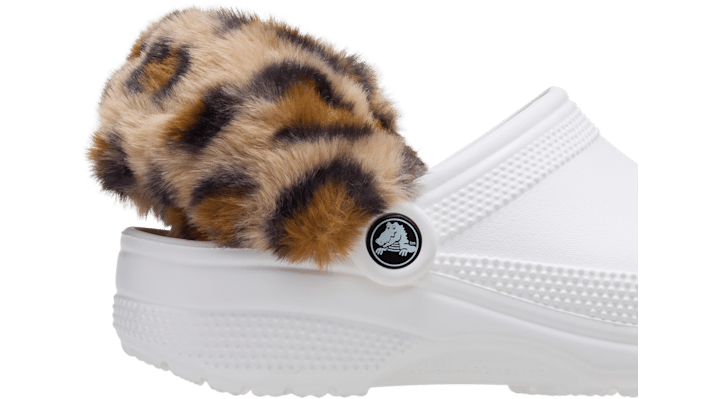 Jibbitz Faux Leopard Printed Back Strap Scrunchie In White