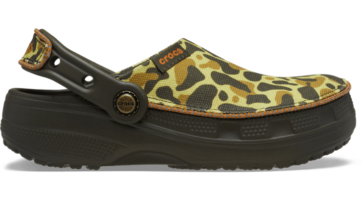 Crocs Kids' Classic Crafted Camo Clogs, Size 4, Deep Olive