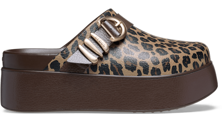 Crocs Dylan Platform Animal Buckle Clog In Coffee
