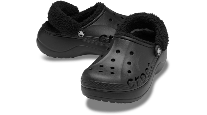 Crocs | Women | Baya Platform Fuzz Strap Lined | Clogs | Black | - 214911-001