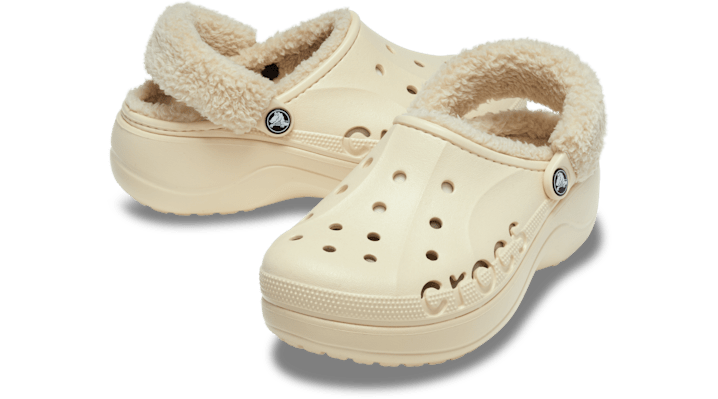 Crocs | Women | Baya Platform Fuzz Strap Lined | Clogs | Winter White | - 214911-11S