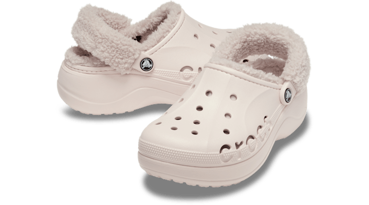 Crocs | Women | Baya Platform Fuzz Strap Lined | Clogs | Barely Pink | - 214911-6PI