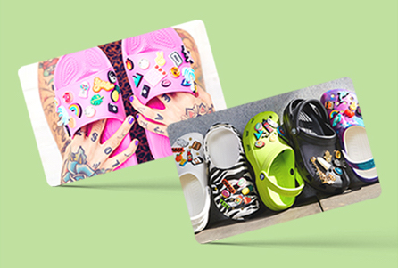 Gift cards with Crocs Slides and Clogs.
