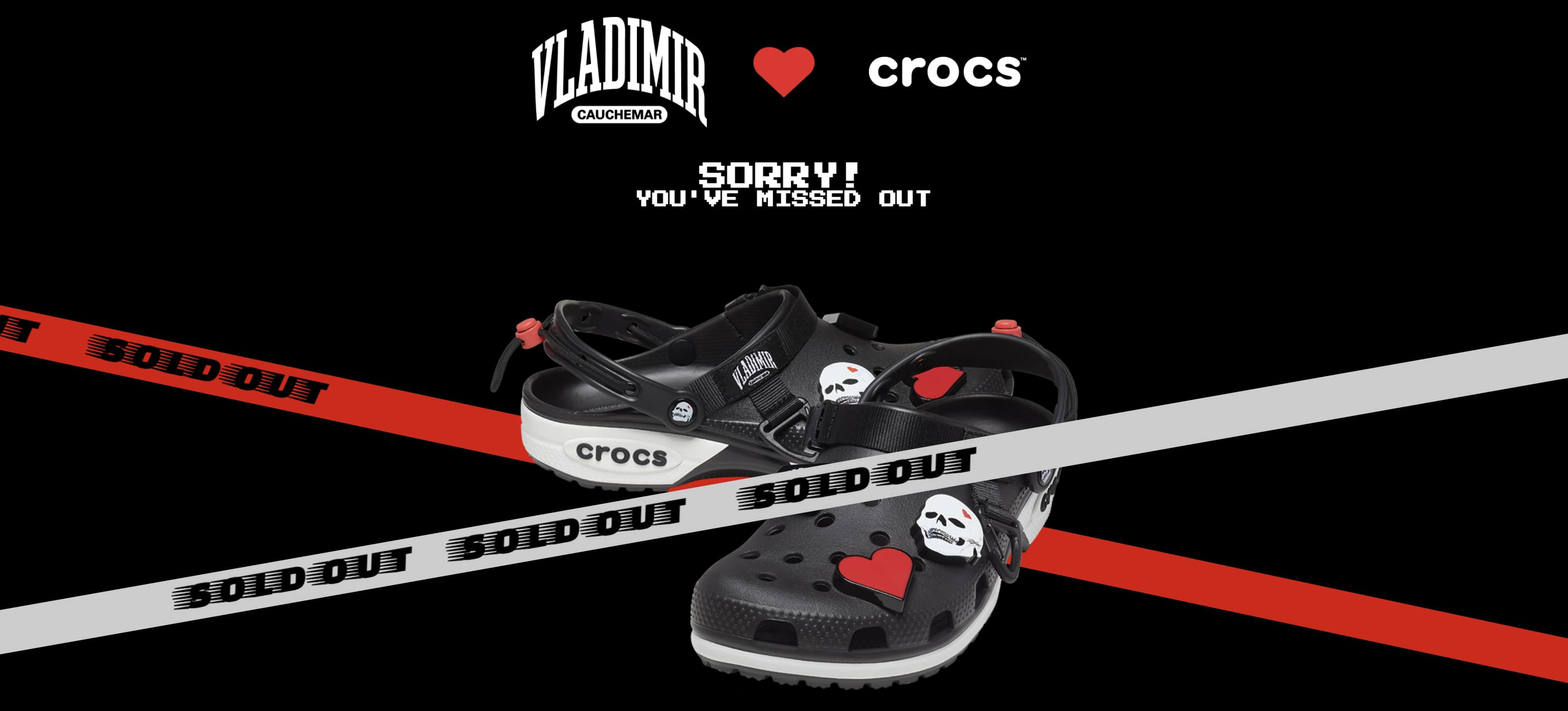 Sabots Vladimir X Crocs en noir et rose.