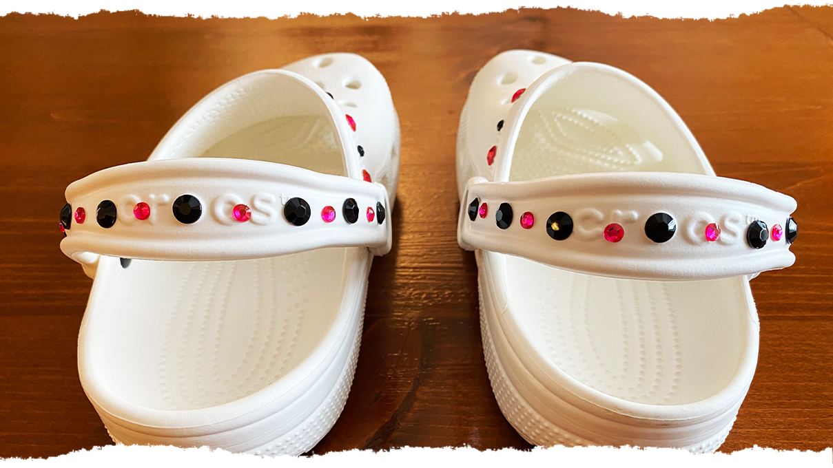 WHITE CUSTOM BLING CROCS – Hems and Hers