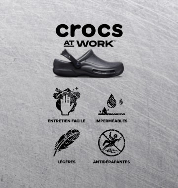 Crocs At Work. Easy to Clean. Waterproof. Lightweight. Slip-Resistant.