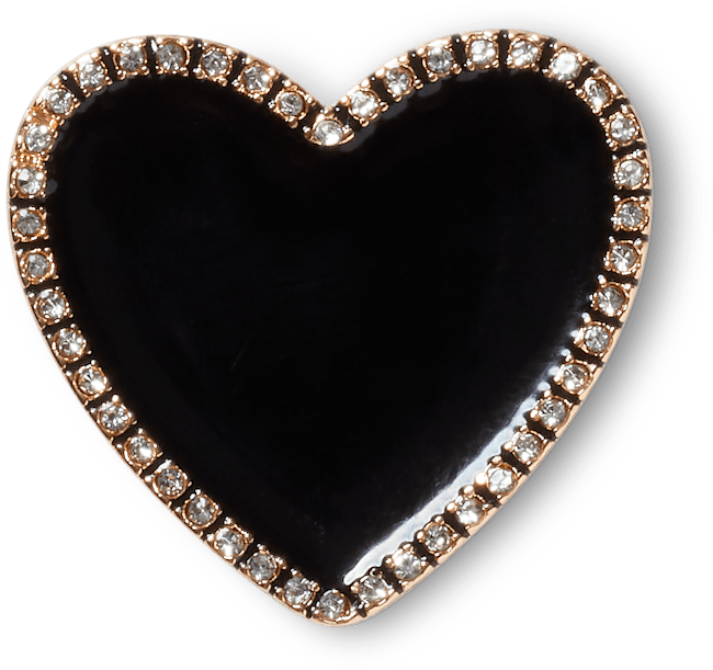 Black Heart with Gold Outline;