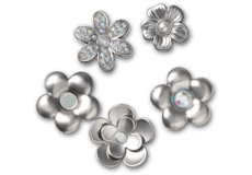 Monochrome Silver Flowers 5 Pack;