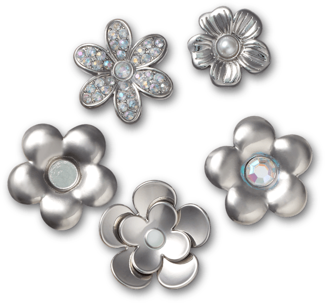 Monochrome Slvr Flwrs 5 Pack
