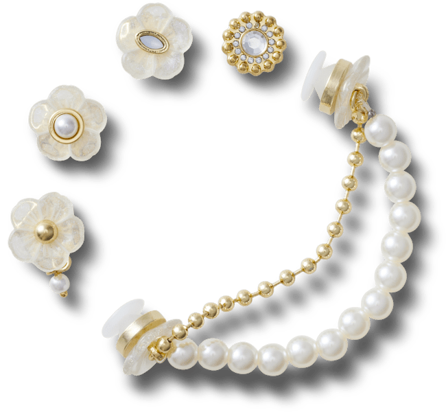 Ensemble de 5 breloques Fleurs dorées