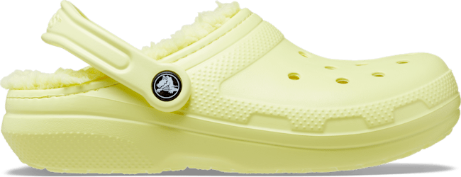 fuzzy crocs yellow