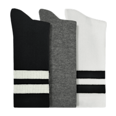 Large Stripe Crew Socks 3PK