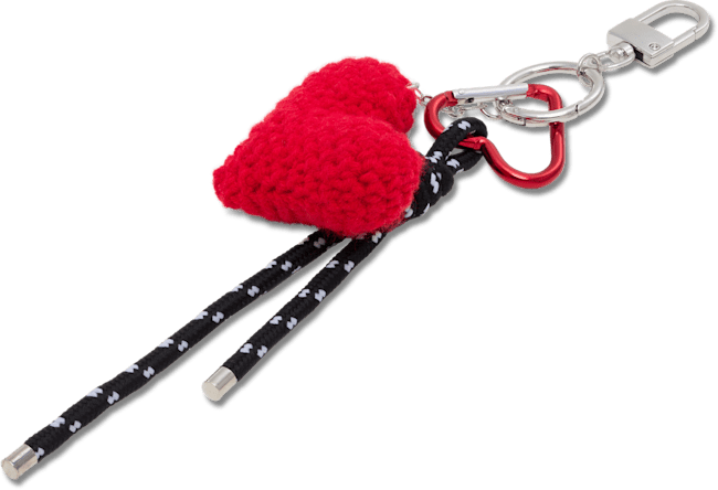 Crochet Heart Cord Bag Charm;