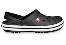 White crocs with black stripe 2025