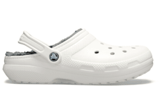 White crocs sales with grey fur
