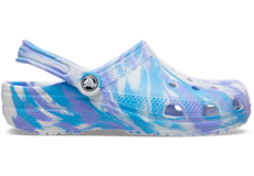 Blue and white tie dye crocs cheap