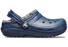 Navy blue fuzzy crocs shop