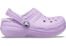 Purple fuzzy crocs on sale