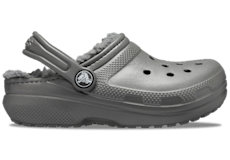 Gray crocs online with fur