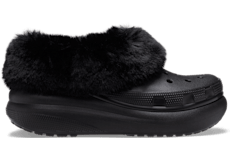 Black fluffy crocs deals