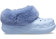 Blue fluffy crocs top
