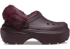 Red fuzz lined crocs discount