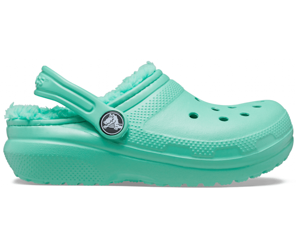 crocs with fur teal