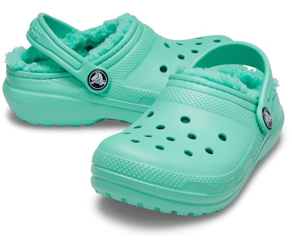 crocs with fur teal