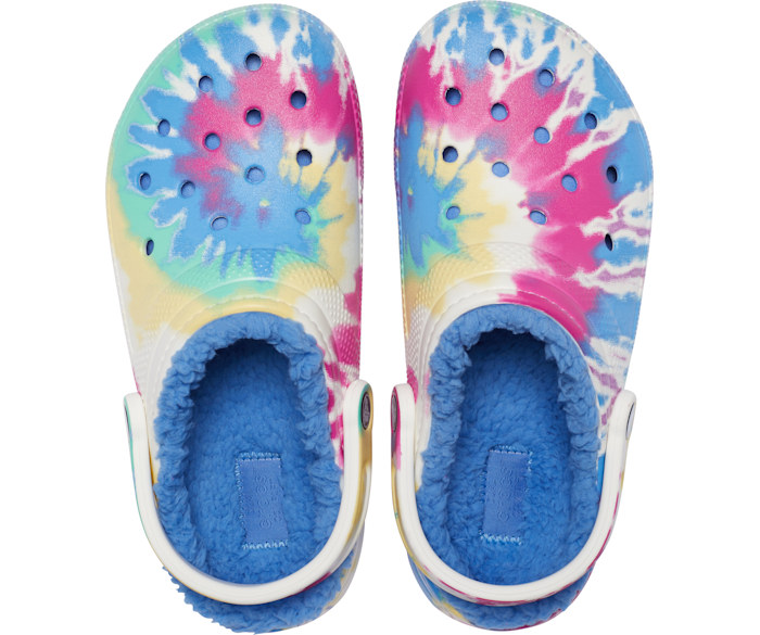 classic lined tie dye crocs