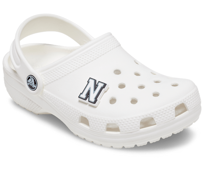 White & Black Crocs Jibbitz Letter N Shoe Accessories