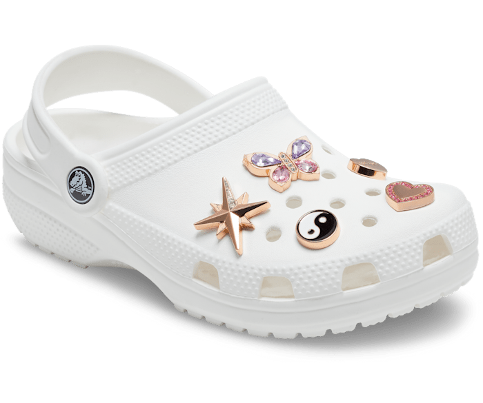 Gold and pink crocs Clearance