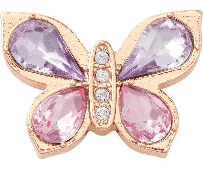  Gold Butterfly with Gem - charm view - Jibbitz
