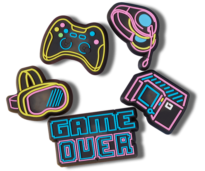  Lights Up Neon Gamer 5 Pack - charm view - Jibbitz