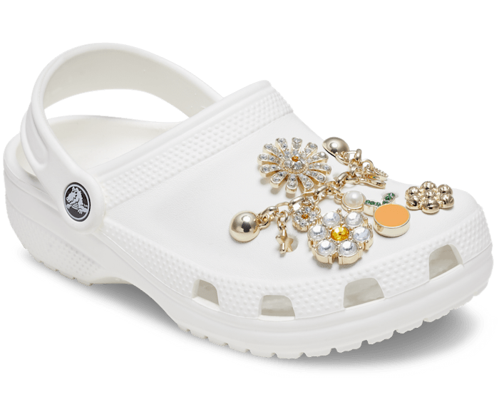 Crocs Jibbitz Bling Multi Pack, Shoe Charms, Gold and Gem, 5 Pack