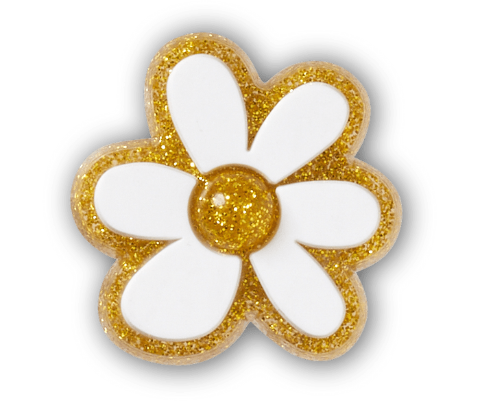  Gold and White Floral - charm view - Jibbitz