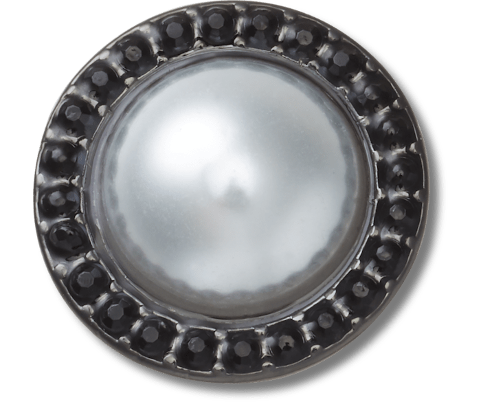  Pearl with Black Gem Base - charm view - Jibbitz