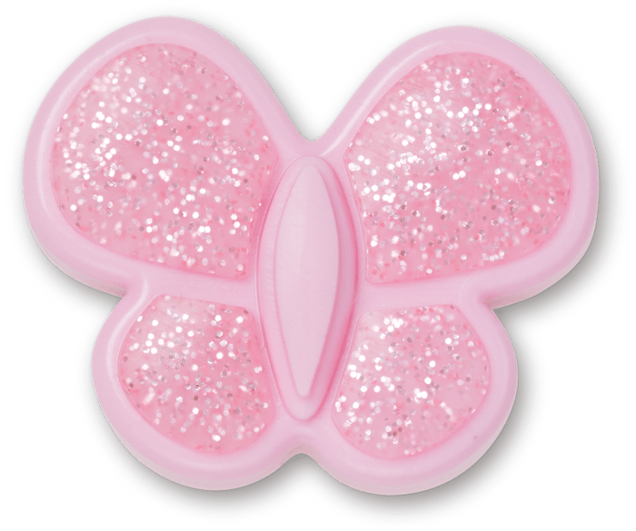  Tiny Pink Glitter Butterfly - charm view - Jibbitz