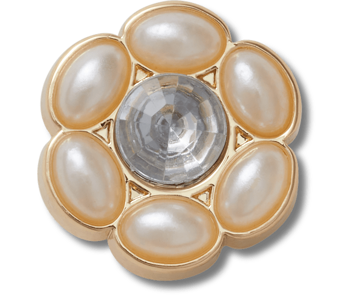  Tiny Silver and Pearl Flower - charm view - Jibbitz