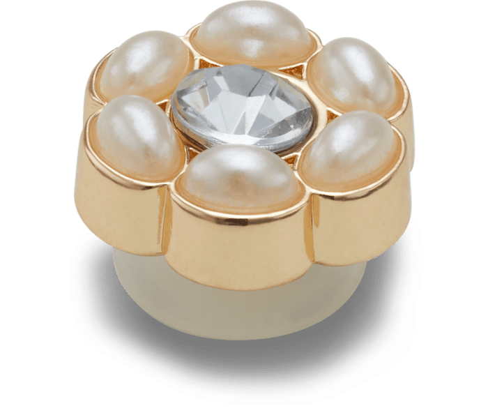  Tiny Silver and Pearl Flower - charms on shoes - Jibbitz